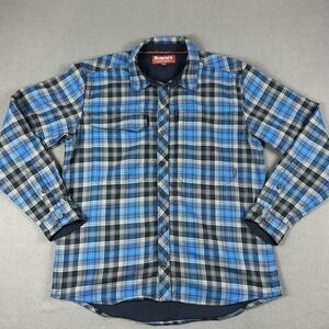 Simms Shirt Mens Large Blue Gray Plaid Button Up Long Sleeve Fishing‎ Outdoor